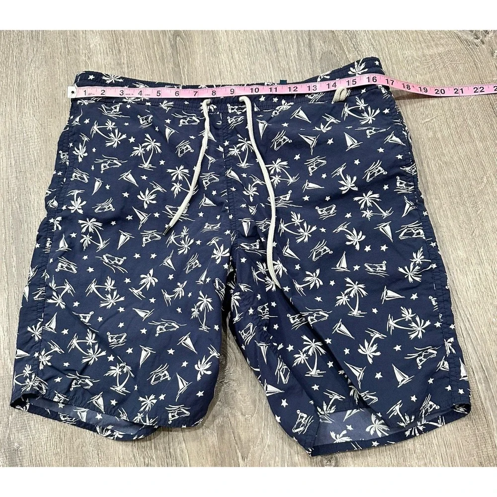 Polo Ralph Lauren Shorts Men's Small Board Blue Sailing Palm Trees Swim‎ Trunks